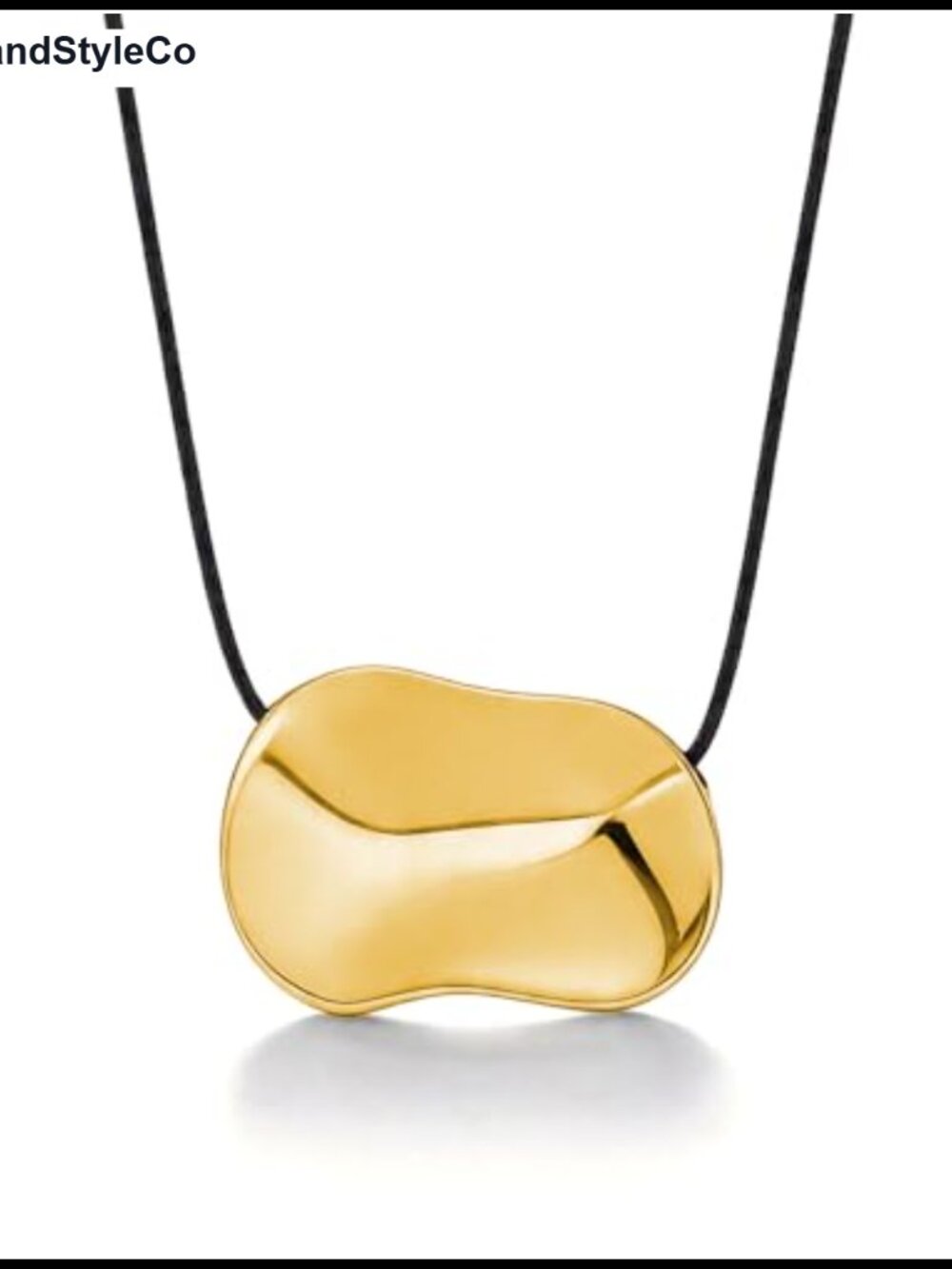 Gold Tone Abstract Pendant Necklace Black Cord Boho Statement Necklace for Women